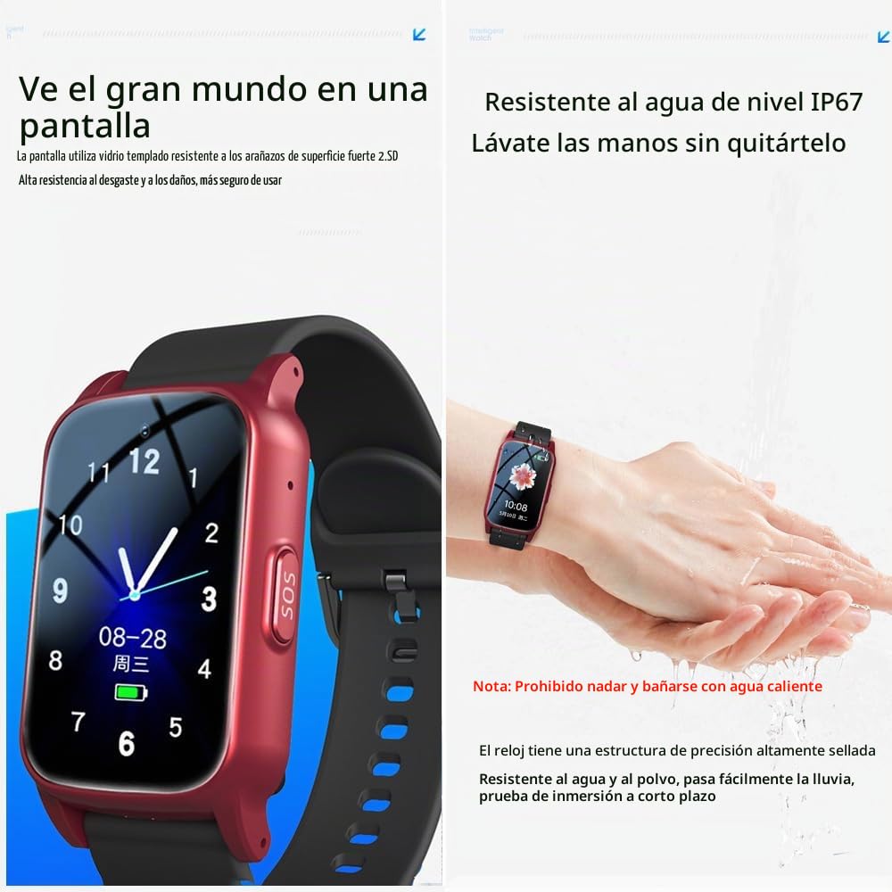 Pulseras GPS para Mayores, Reloj Localizador Personas Mayores, Reloj De Alarma Personal SOS con Detección De Alerta De Caída, Smartwatch Black 28.5 * 2CM