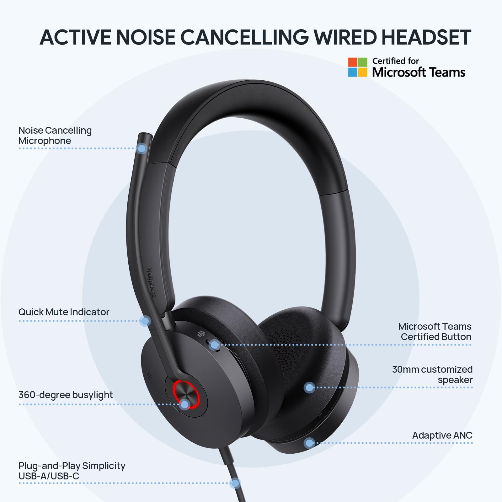 Yealink UH48 ANC Wired Headset with Microphone - Dettaglio