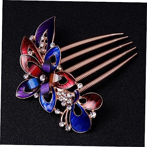 Healeved Blumenkamm mit bunten Strasssteinen