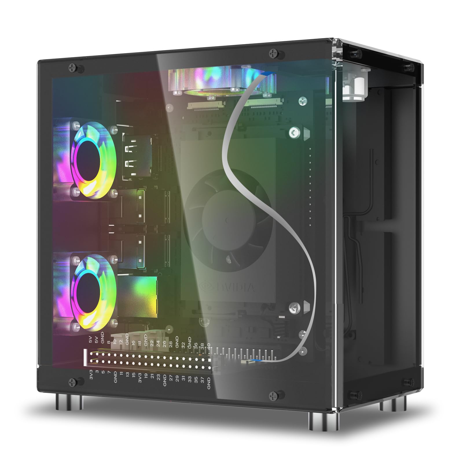 Elecrow Mini PC Case for Jetson Orin Nano: Aluminum Case with 1.3" OLED Display, 3 Cooling Fans, RTC, Full Port Access, Compact All-in-One Enclosure (Pitower Gen 1)-image-27