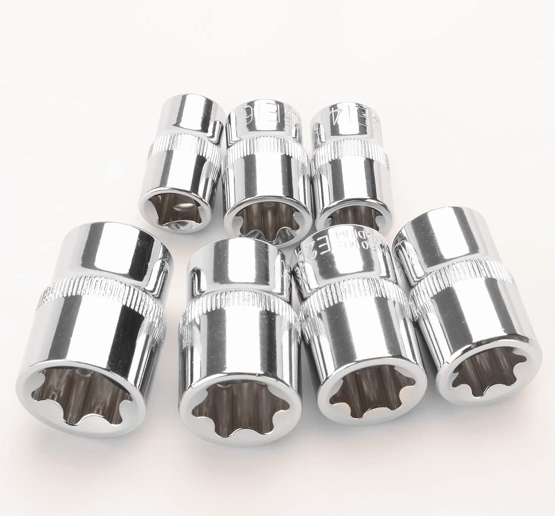 Juego de llaves de vaso Torx en forma de E, 14 piezas, forma de estrella y flor, herramienta de reparación de automóviles E4 E5 E6 E7 E8 E10 E11 E12 E14 E16 E18 E20 E22 E24