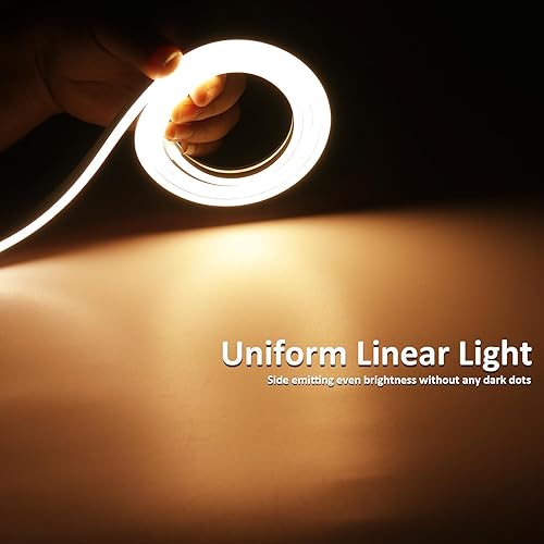 Miniatura 5 de JOYLIT Tira de luces de neón de 16.4 pies16.4 ft, 3000 K, blanco cálido, IP67, impermeable, 24 V, regulable, flexible, 0.157 x 0.394 in, 840 luces