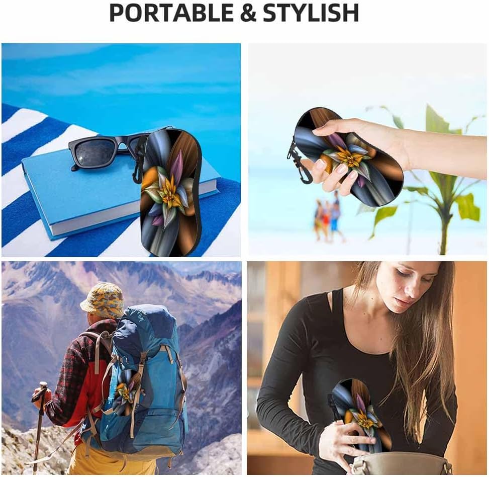 IBILIU Eyeglasses Case Leopard Print Ultra Light Neoprene Sunglasses Case With Belt Clip,Soft Reading Glasses Case Women Men