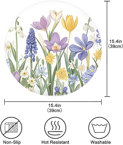 Miniatura 9 de Juego de 6 manteles individuales redondos para el día de Acción de Gracias, Acción de Gracias, otoño, calabaza, juego de 6 manteles individuales