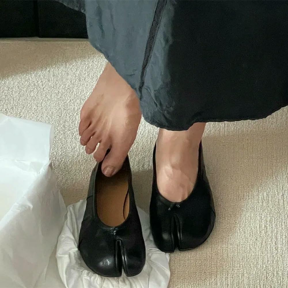 SLJYM - Zapatos planos de ballet Tabi de piel suave para mujer, cómodos, para caminar, informales, para niñas, zapatos de baile