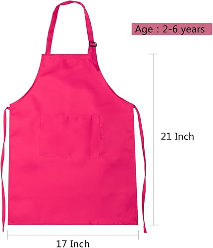 Miniatura 2 de SATINIOR Delantal de chef ajustable para niños de 2 a 13 años, 12 piezas, con bolsillo para actividades de niñas y niños (multicolor, M, para 2-6