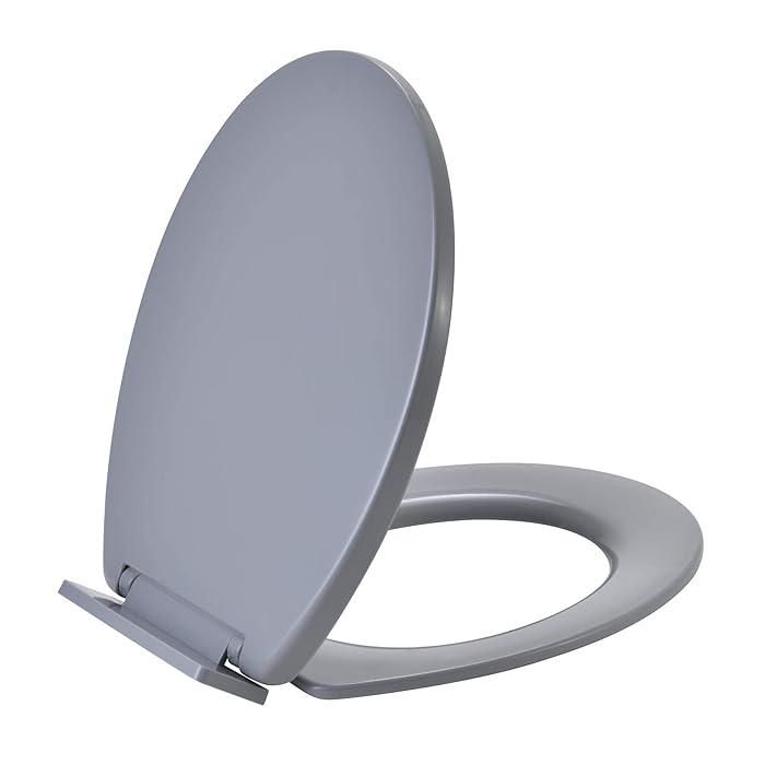 Buy Vinsani Grey Oval Shaped Toilet Seat, Soft Close Toilet Seat, Fix Adjustable Hinges, WC