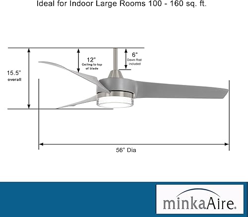 Miniatura 3 de MINKA-AIRE Veer F692L-BNSL - Ventilador de techo LED (56 pulgadas), níquel cepillado