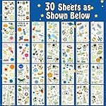 Partywind 290 Styles (30 Sheets) Luminous Space Tattoos for Kids Party Decorations, Glow Outer Space Party Supplies Favors with Astronaut/Rocket/Planet, Kids Games for Glow Party - Image 2
