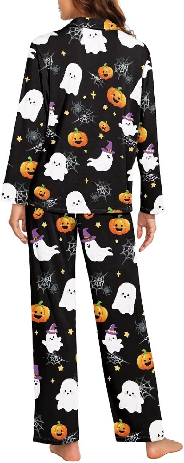 JEOCODY Pajamas Set for Women Soft Long Sleeve Button Down Sleepwear Plus Size Pj Lounge Sets Loungewear - Image 4