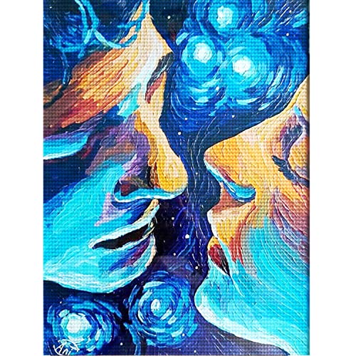 Kits de pintura de diamante 5D para adultos, kits de arte de mosaico de diamantes de imitación para relajar el juego de cerebro para decoración de pared (pareja)