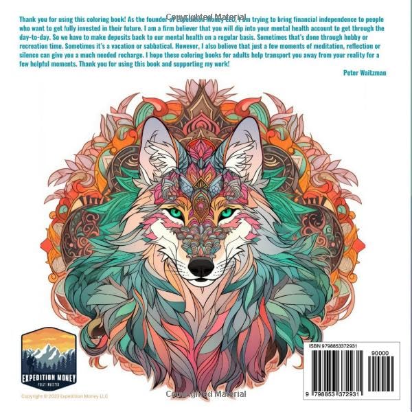 Vista 2 de Majestic Animals Adult Coloring Book By Expedition Money (Adult Coloring Books By Expedition Money)