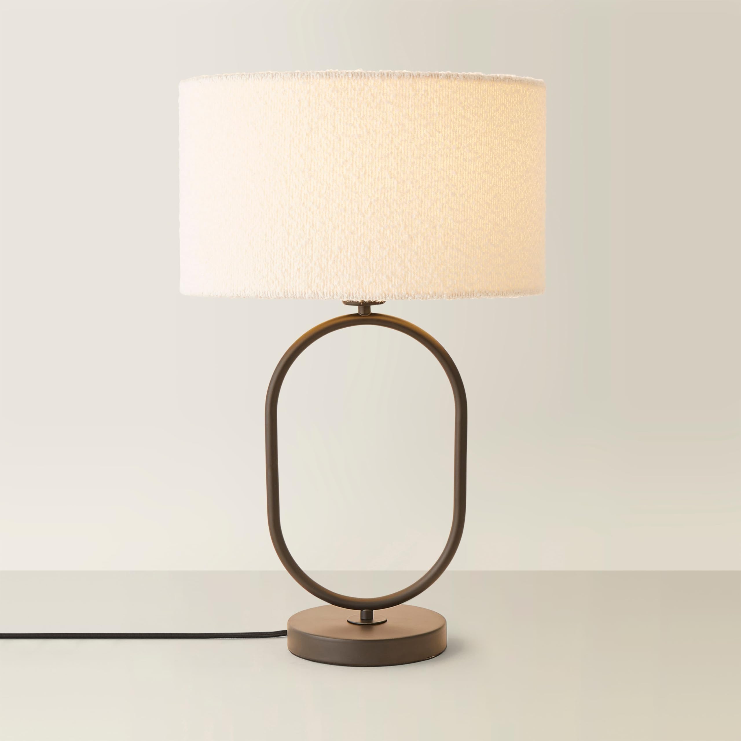 ValueLights | Antonia Cream Boucle Drum Shade Matte Black Oval Table Lamp | Table Lamps, Home Décor & Improvement Essential