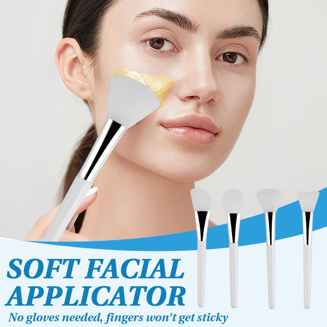 Set di 4 Pennelli per Maschere, Pennello per Maschere in Silicone, Adatto per Maschere, Maschere per Occhi, Sieri, Maschere Detergenti o Prodotti di Cura della Pelle Fai da Te