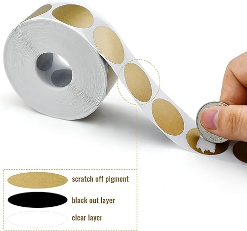 Miniatura 3 de 1 rollo de 1000 calcomanías redondas de 1 pulgada, etiquetas autoadhesivas para boletos de lotería, manualidades, juegos de rifa, creación de