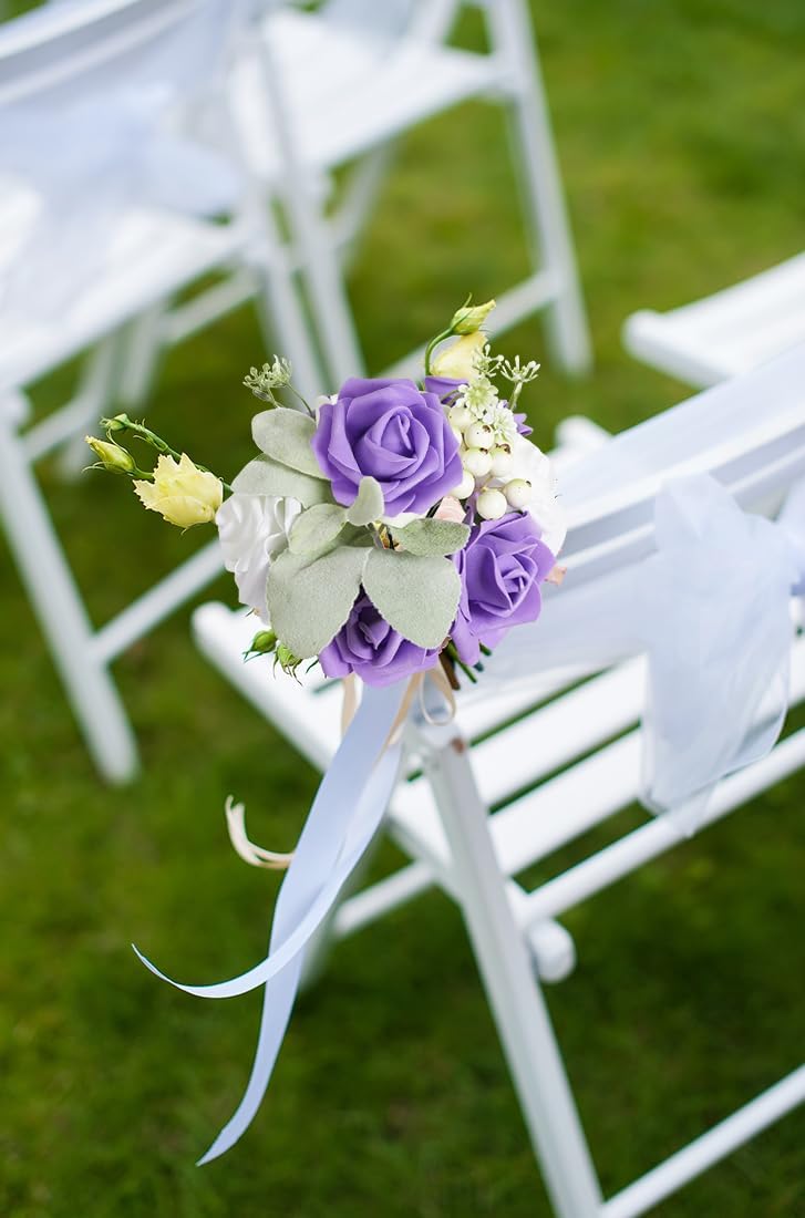 100pcs Purple Roses Artificial Flowers Foam Roses Foam Flowers Purple Artificial Flowers for DIY Wedding Bouquets Centerpieces Arrangements Party Baby Shower Home Decor(Purple) - Image 5