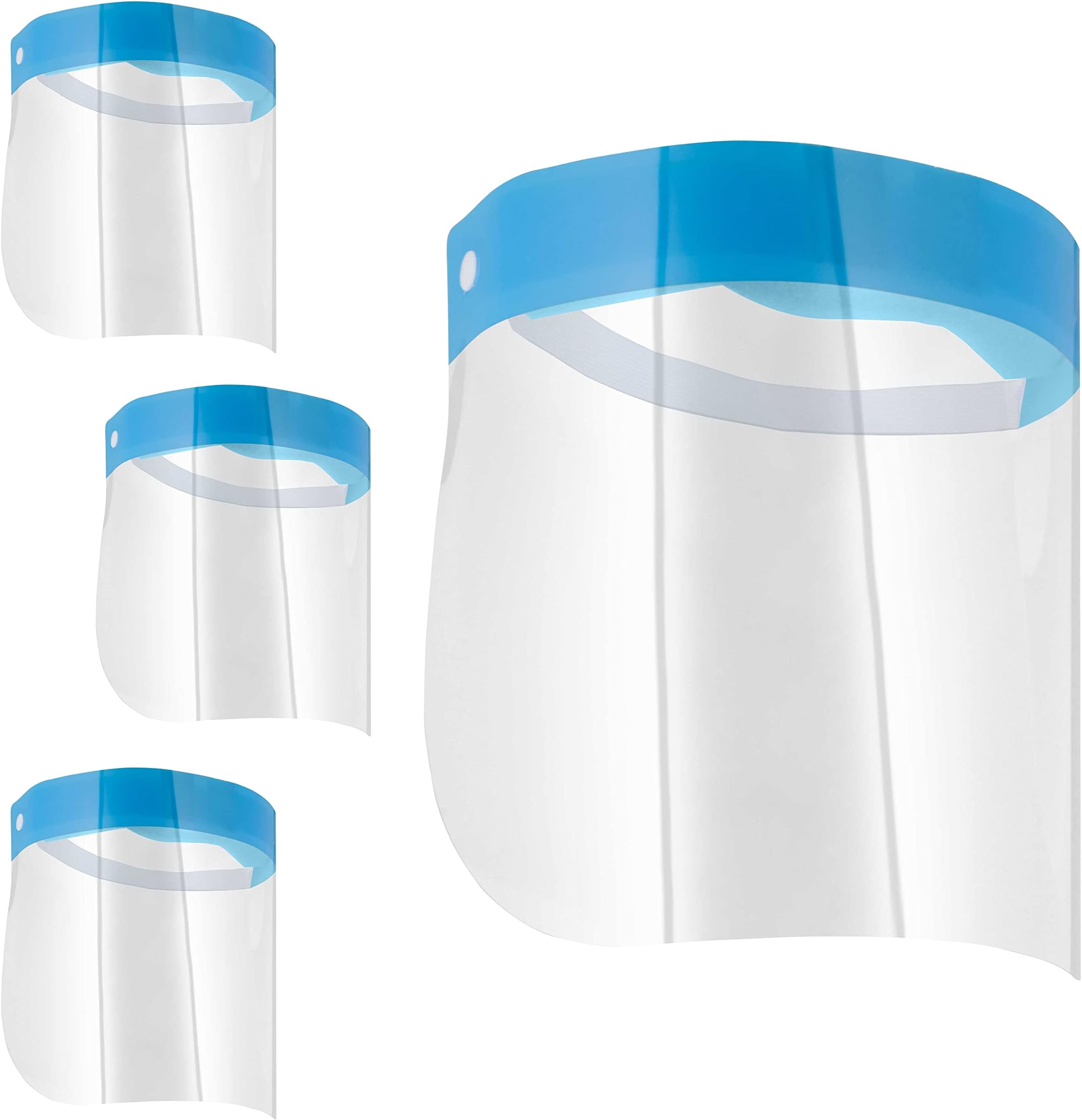 Salon World Safety Face Shields - Ultra Clear Protective Full Face Shields to Protect Eyes, Nose and Mouth - Anti-Fog PET Plastic, Elastic Headband - Sanitary Droplet Splash Guard Cover (Pack of 4)