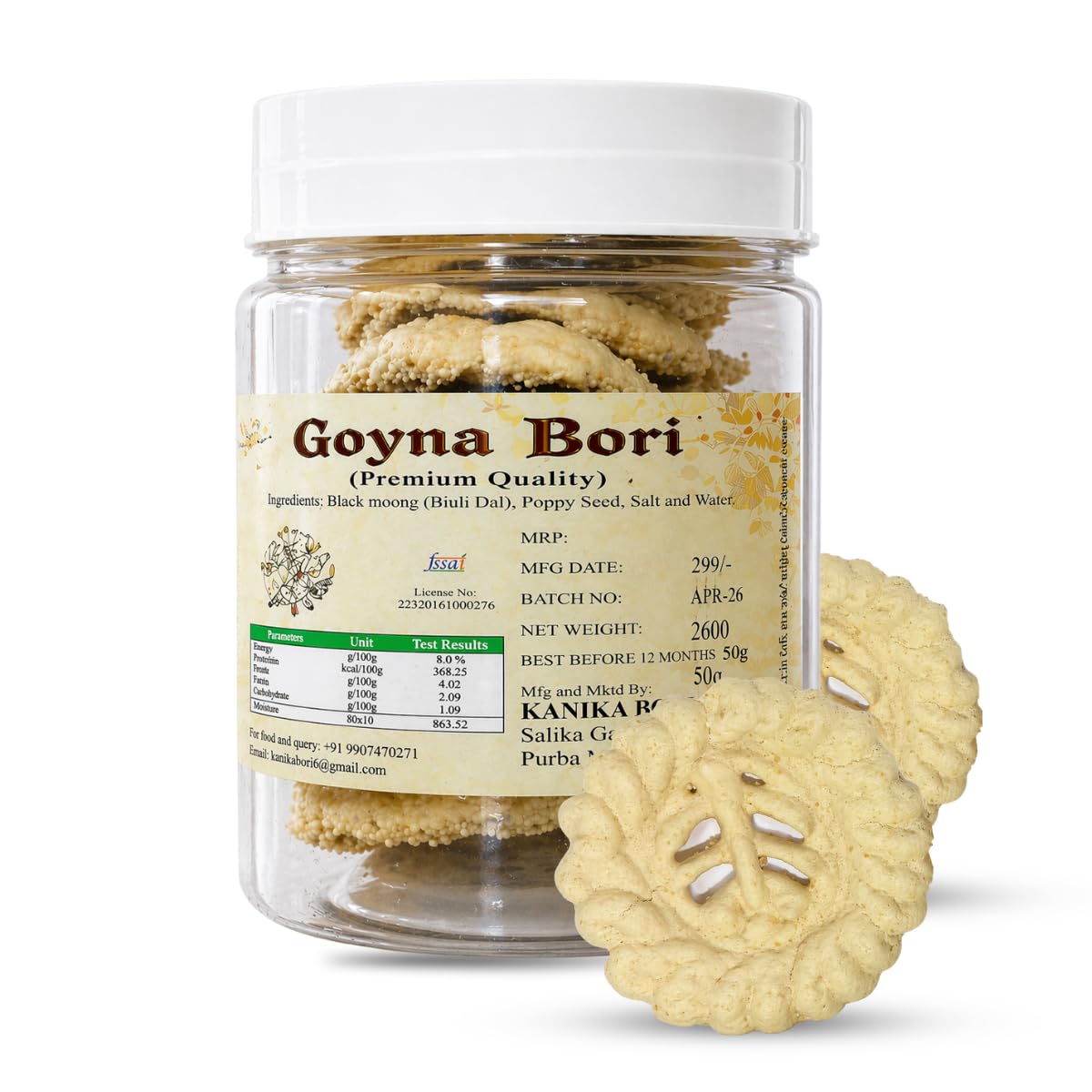 Kanika Bori Goyna Bori Traditional Bengali Sun-Dried Lentil Dumplings | Handmade Biuli Dal Bori | Authentic Homemade Urad Dal Bori for Curry, Fry & Sabzi | Ready to Cook | 10 Pieces-image-44