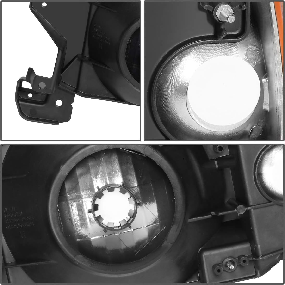 DNA MOTORING Headlamps Headlight Assembly Compatible With Ford Bronco F150 F250 F350 1987-1991, Left & Right, Chrome/Amber, HL-LB-F15087-CH-AM