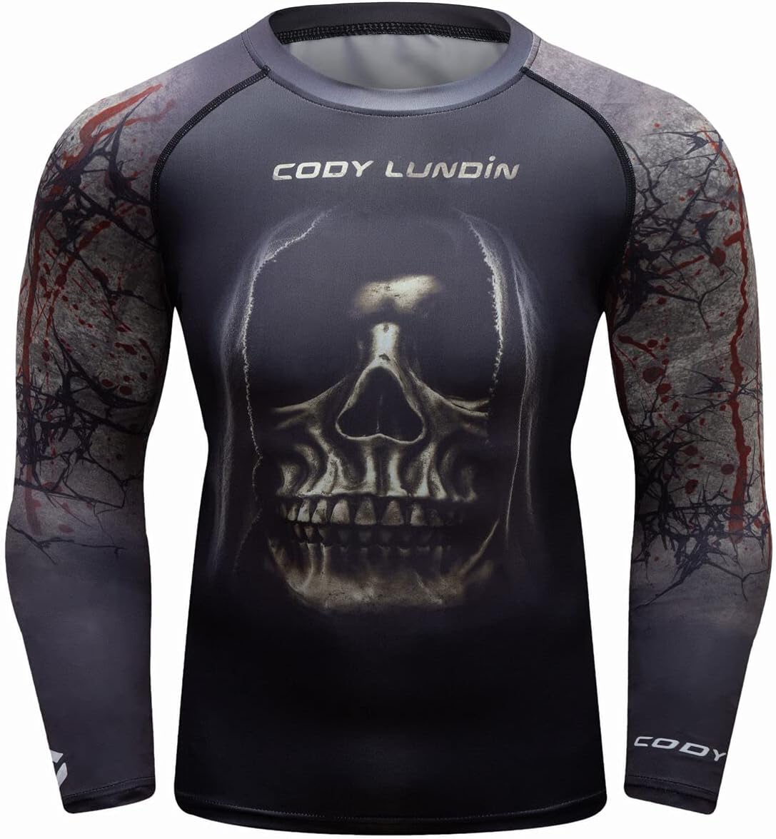 Cody Lundin Men's Compression Long-Sleeved T-Shirt Trousers Athletic Base Layer Cool Dry Workout Fitness Set Slim Body Shaper