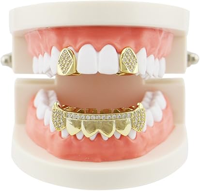 مجموعة شوايات أسنان الهيب هوب ذات الأسنان اللامعة الفردية من Psivika Gold ذات الستة قاع