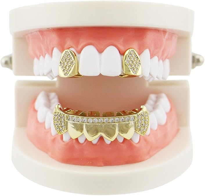 مجموعة شوايات أسنان الهيب هوب ذات الأسنان اللامعة الفردية من Psivika Gold ذات الستة قاع