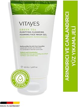 VITAYES Y z Temizleme Jeli Akne Siyah Noktaya Yatk n Ciltler I in Ye il  ay  zl , 150 ml