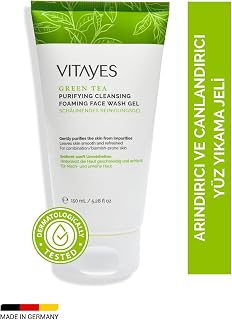 VITAYES Yüz Temizleme Jeli Akne Siyah Noktaya Yatkın Ciltler Için Yeşil Çay Özlü, 150 ml