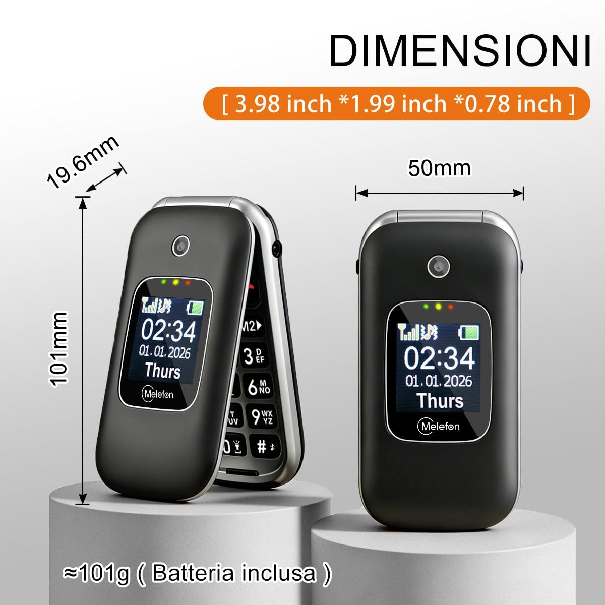 Telefono Cellulare per anziani,4G Flip Telefoni Cellularii con Tasti Grandi,Pantalla 2,4 +1,44 ",Funzione SOS, Volume Alto,Base di RicarIca,1350 mAh Batteria