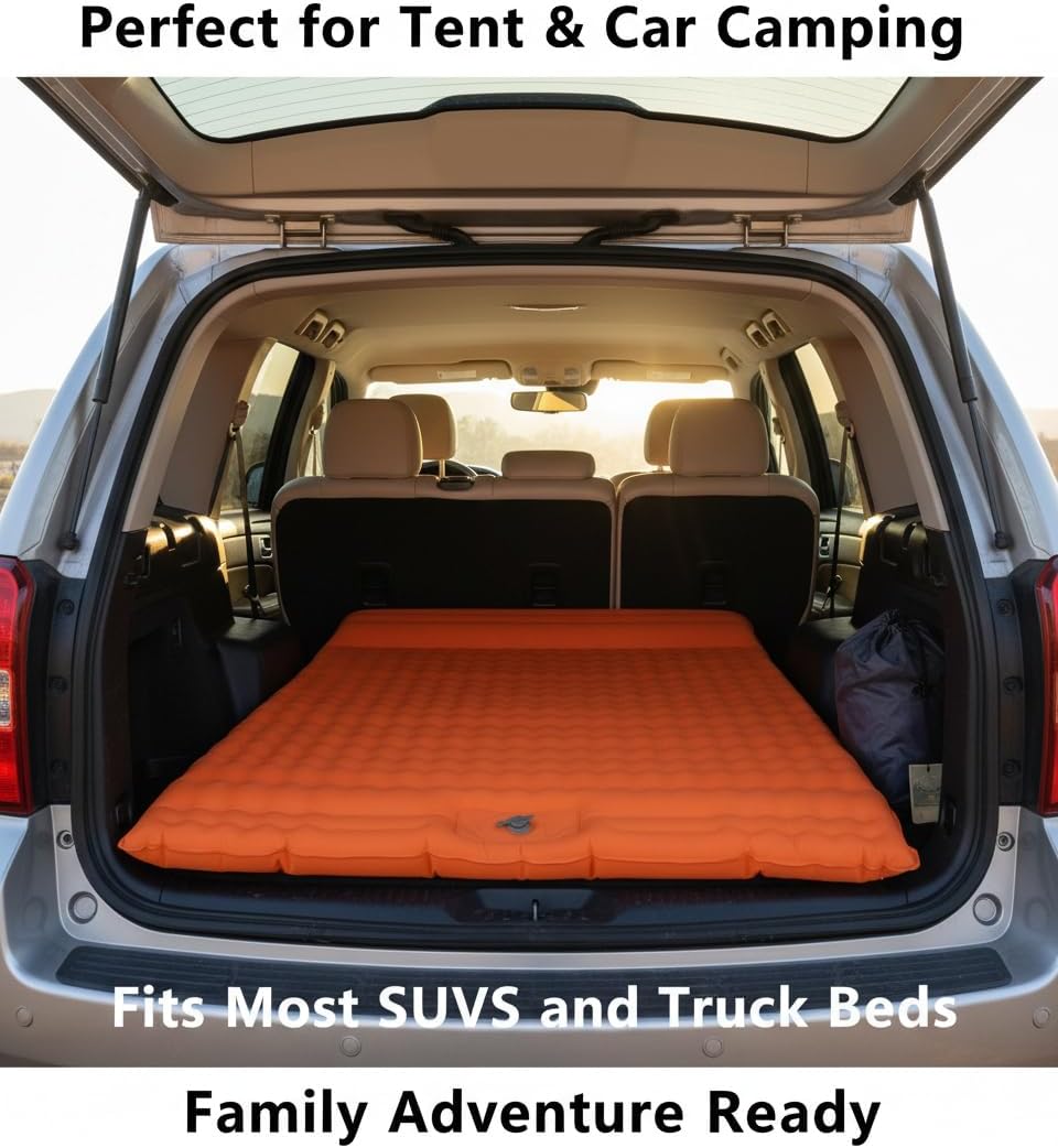 HI FINE CARE Double Camping Sleeping Pad 2 Percon, Ultralight Camping Mat with Pillow Built-in Foot Pump Inflatable Sleeping Pads Compact for Hiking Traveling Tent