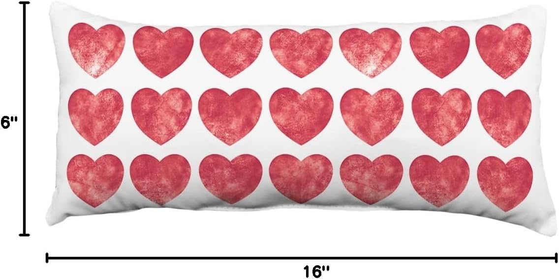 College Covers Heart Pattern Monogram Decorative Pillow - 16" x 6", R