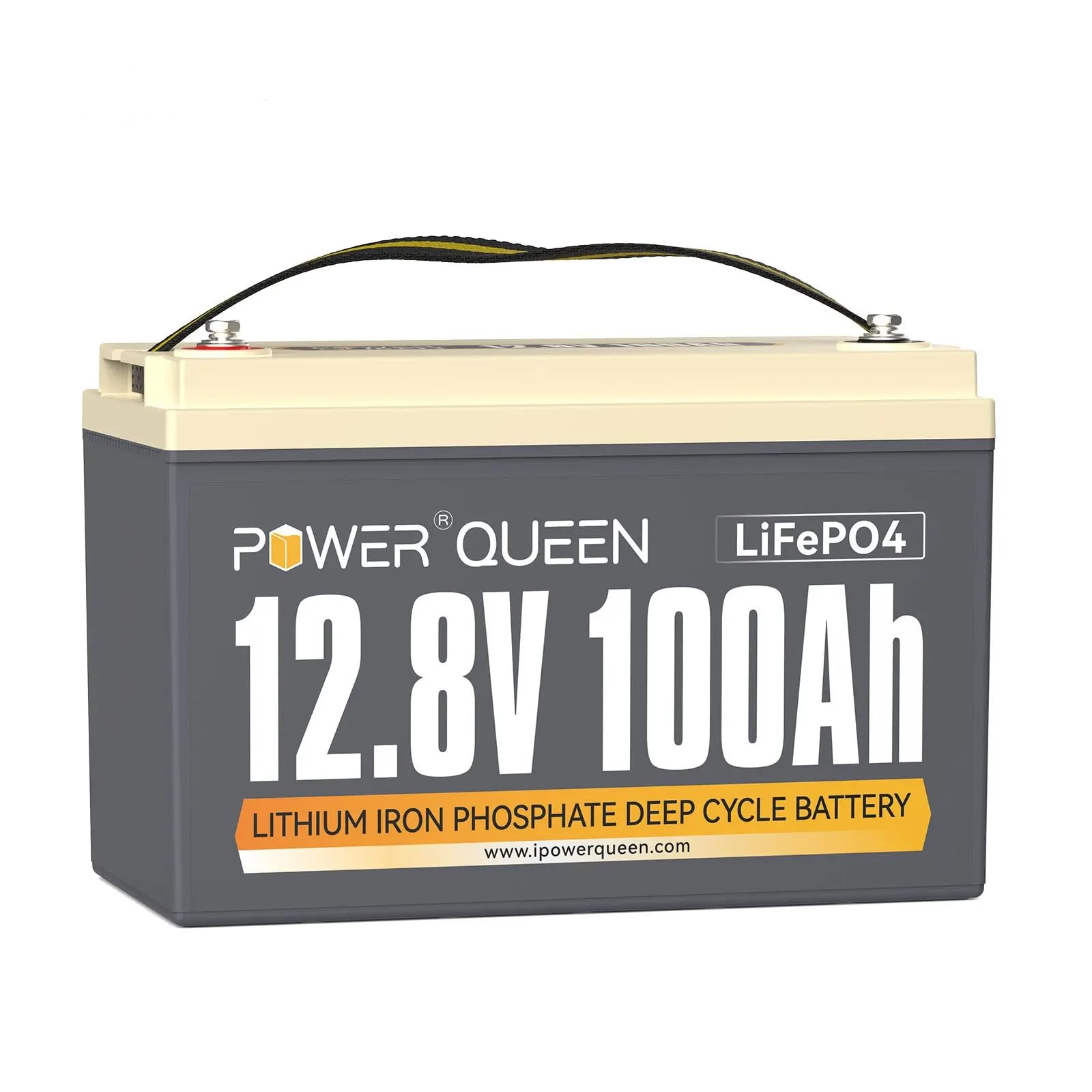 Power Queen 12V 100Ah LiFePO4 Battery, Group 31, 1280Wh Deep Cycle Lithium Battery 12V with 100A BMS, 4000-15000 Rechargeable Cycles, Support in Series/Parallel, For Camper, RV, Trolling Motor, Marine