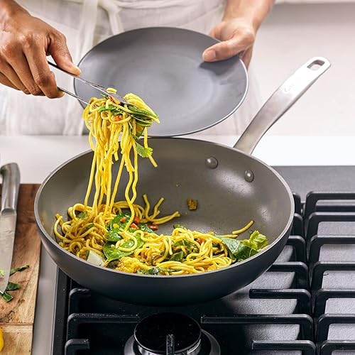 Miniatura 6 de GreenPan Chatham - Wok antiadherente de cerámica saludable, 11 pulgadas, gris