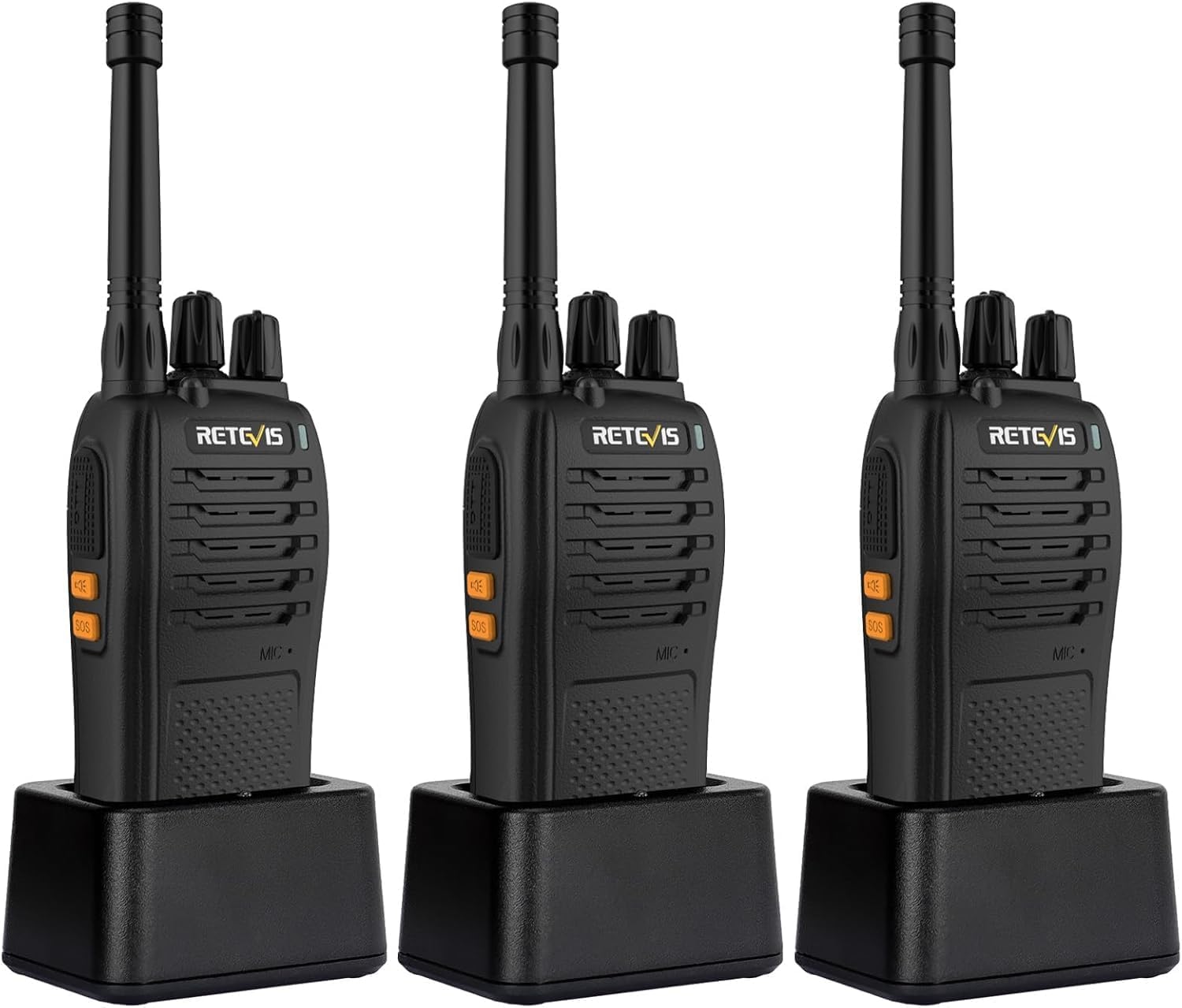 Retevis H777H Walkie-Talkies met Zeswegoplader, PMR446 Licentievrije Tweewegradio, Verborgen Display, LED-Zaklamp, VOX, Walkie Talkie voor School, Supermarkt, Restaurant (Zwart, 6 Stuks