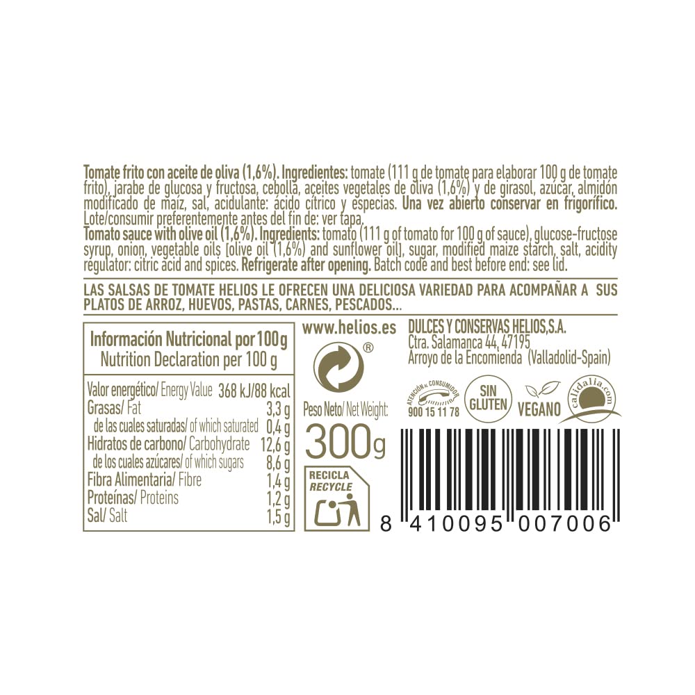 HELIOS - Tomate Frito - 300 g. [Pack 6 Uds.]