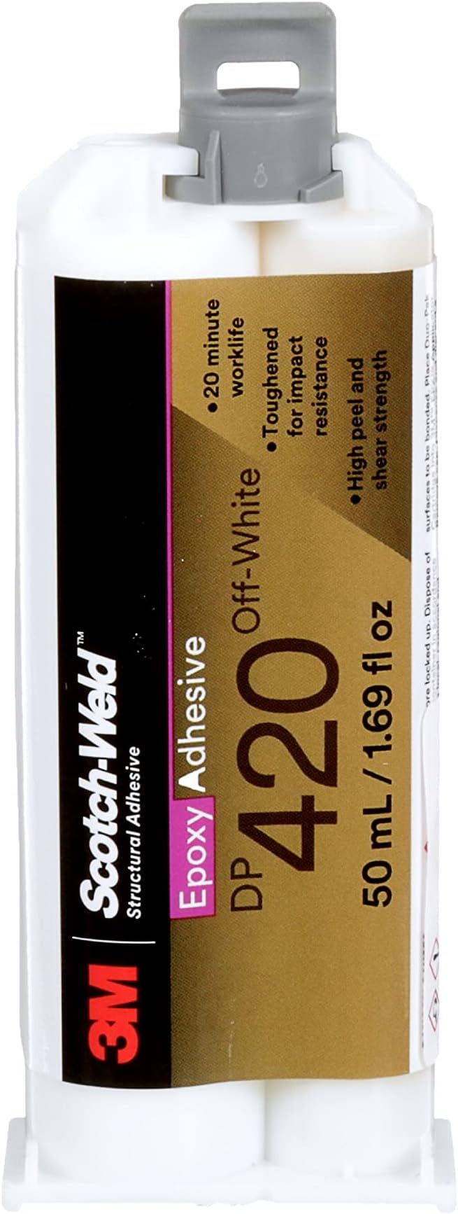 Scotch-Weld Epoxy Adhesive DP420, Off-White, Two-Part Epoxy, Indoor Bonding Agent, High Impact, Fatigue Resistance, 50 mL (1.69 fl oz) Duo-Pak