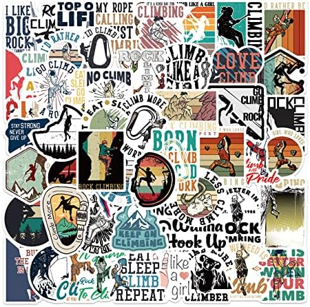 54 PCS Rock Climbing Stickers,Outdoor Extreme Sports Stickers for Water Bottles, Laptops, Suitcases,Skateboards,Car,Perfect Gifts for Climber,Adults,Teens and Kids