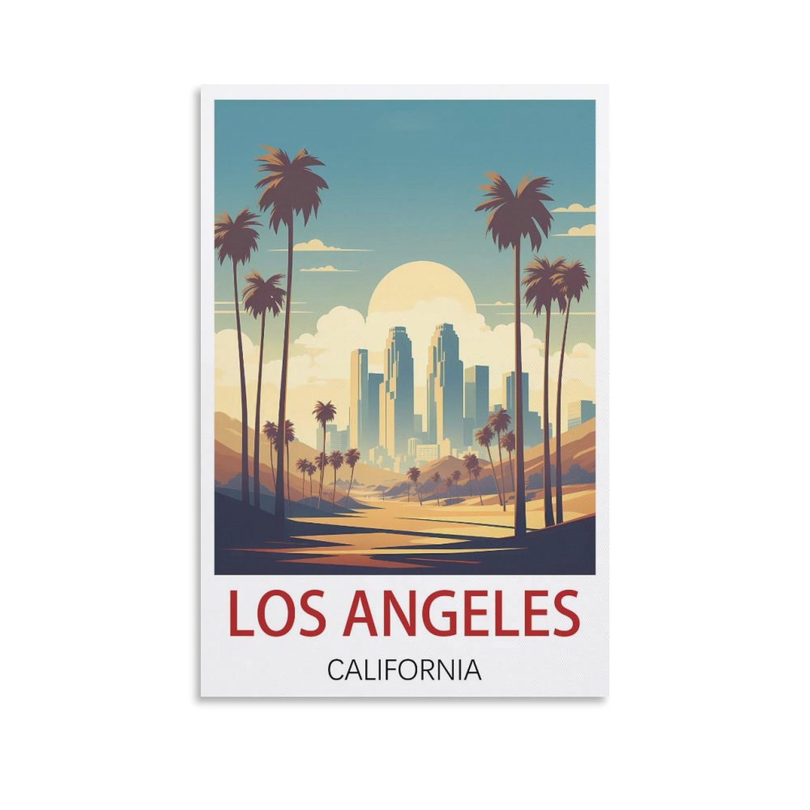 Lcyuaopp Unframe-Style Los Angeles California Vintage Travel Posters 12X18inch(30X45cm) Canvas Art Poster And Wall Art Picture Print Modern Family Bedroom Decor Posters