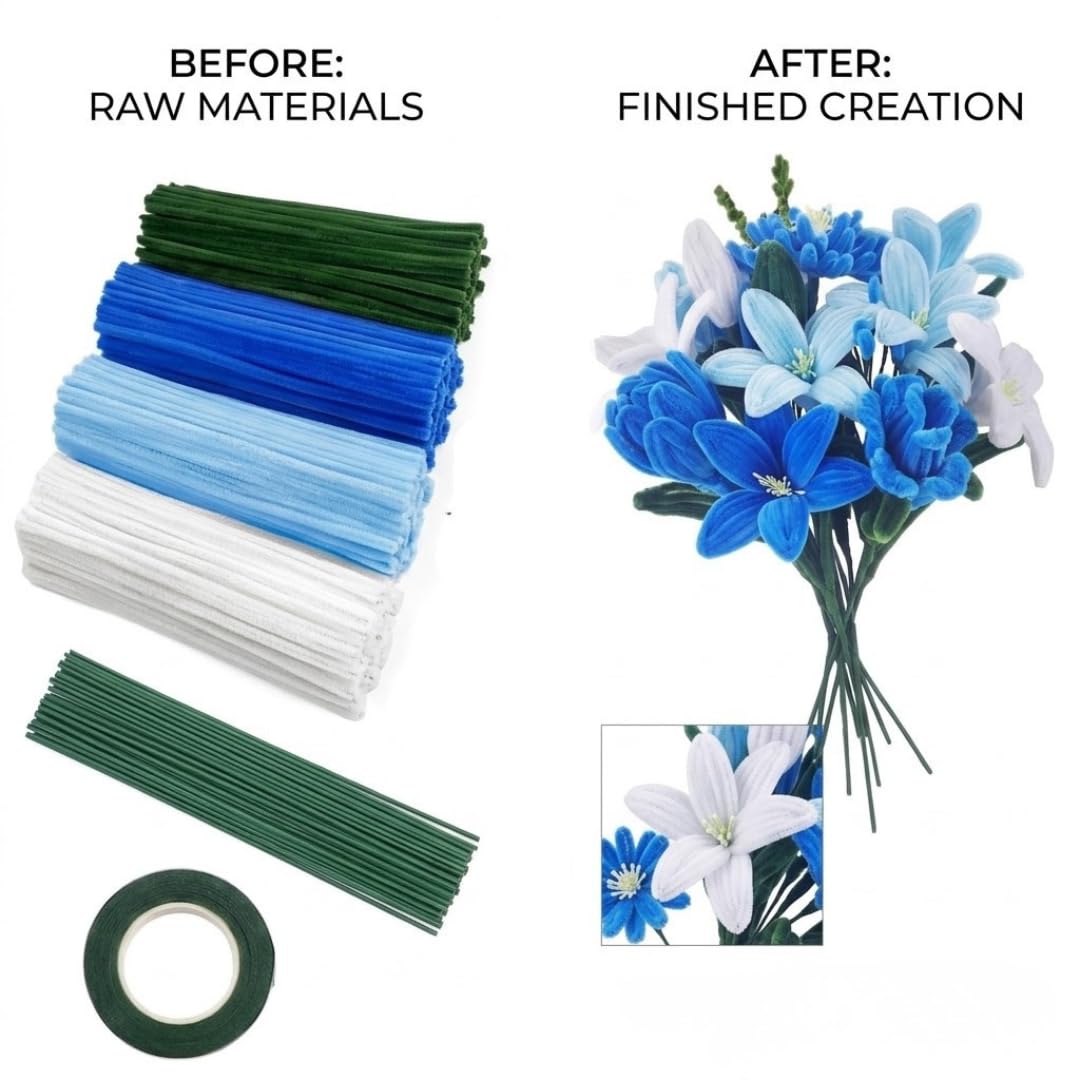 DIY Pipe Cleaner Flowers: Craft Kit for Kids & Adults -6 DIY Pipe Cleaner Flowers: Craft Kit for Kids & Adults -6