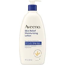 Aveeno Skin Relief Moisturizing Body Lotion Heals Very Dry, Sensitive Skin, Fast Absorbing Lotion with Soothing Triple Oat &amp; Shea Butter Formula, Fragrance Free Lotion, Non-Comedogenic, 18 Fl Oz