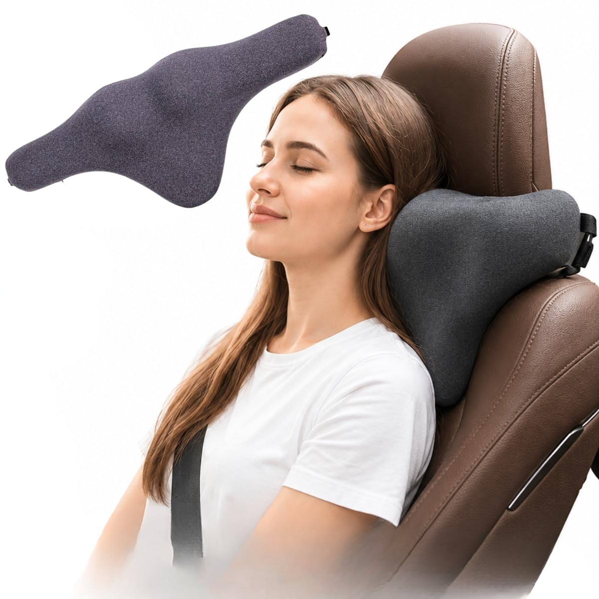 HAUS YOU Car Neck Pillow for Headrest and Neck Support | Memory Foam Butterfly Car Pillow for Back and Cervical Support | Designed for Drivers (Pack of 1)