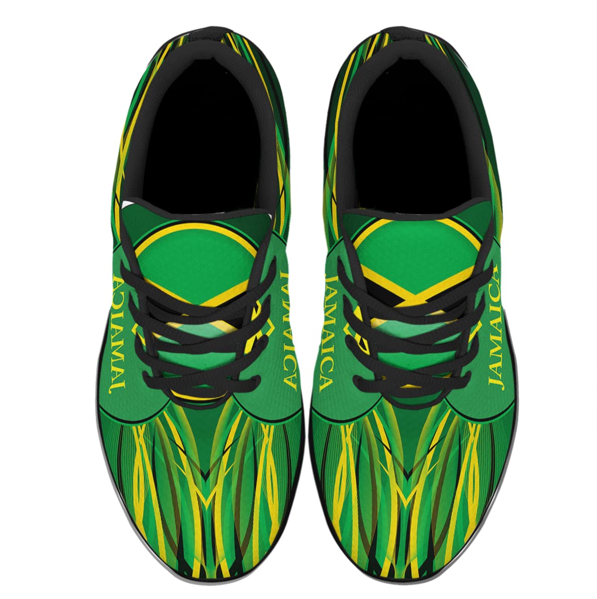 Jamaican Flag Heart Shoes Mens Womens Running Sneakers Comfortable Tennis Golf Shoes Gifts for Her,Him Black Size 7.5