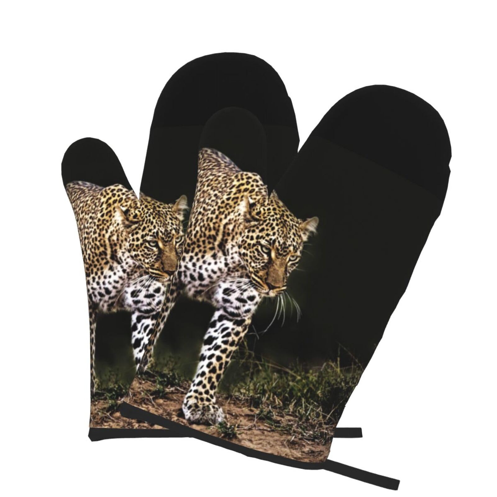 Oven Mitts Set of 2 Pcs, Wild Animals Cheetah Prints Heat Resistant Kitchen Gloves for Cooking Baking Grilling