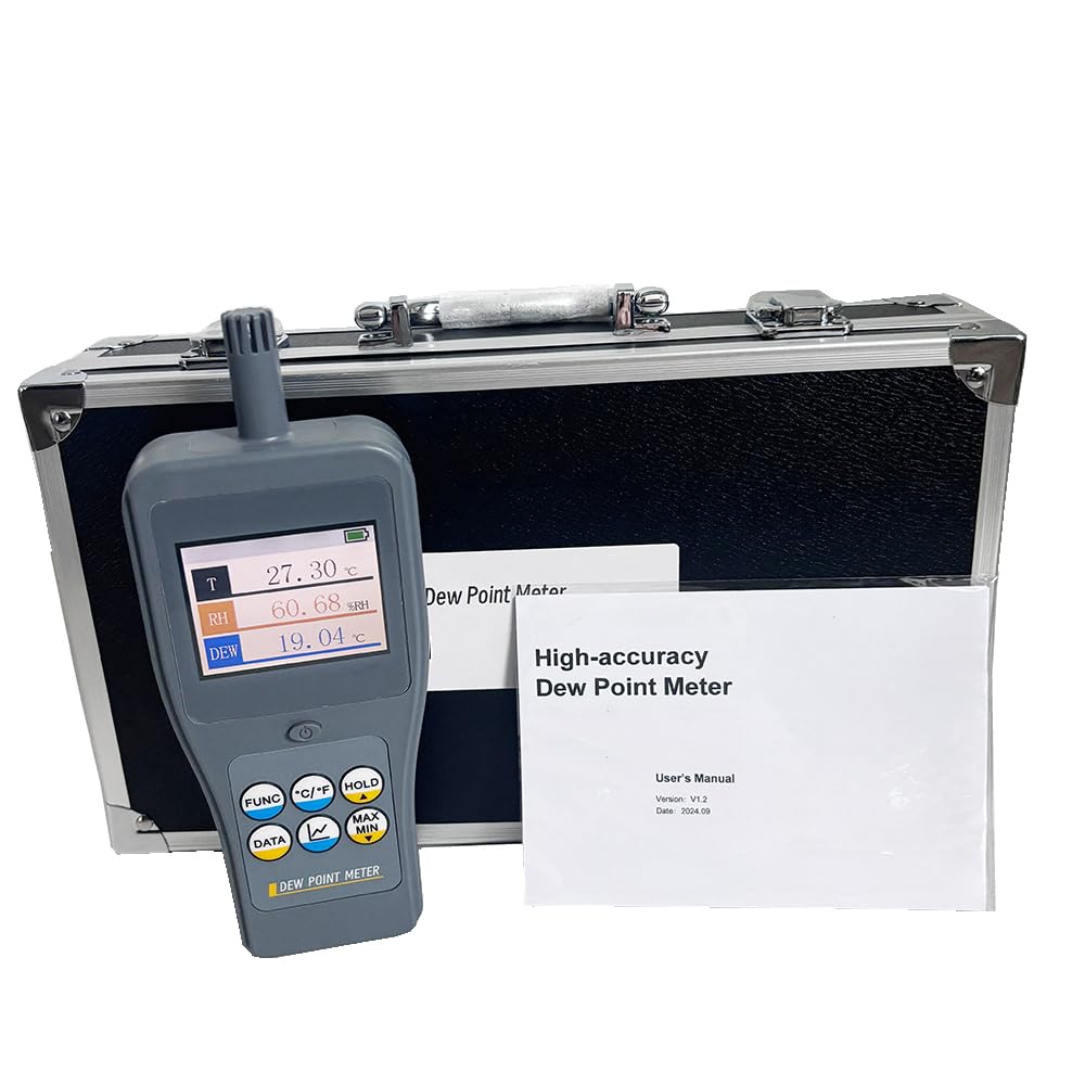 Dew Point Tester Portable Dew Point Monitor with Separate Sensor Dew Point Temperature Range -30~60°C (-22~140°F) PPM Range 300~240000 Resolution 0.01 Auto Power Off Function