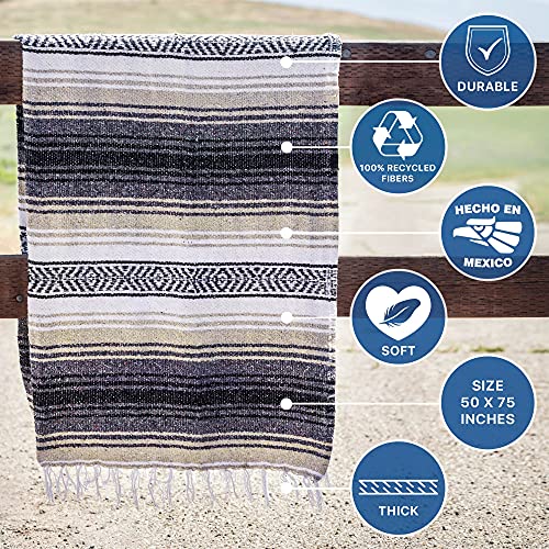 Benevolence LA Authentic Handwoven Mexican Blanket, Yoga Blanket - Perfect Outdoor Picnic Blanket, Beach Blanket, Camping Blanket, Equestrian Saddle Blanket, Serape Blanket 50x70 inches - 1 Blanket - Image 4