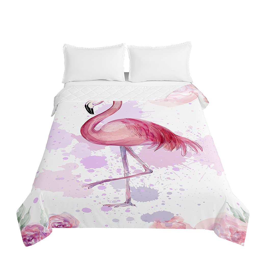 Manta de dormitorio flamencos colcha de verano ligera cubrecama infantil matrimonio acuarela