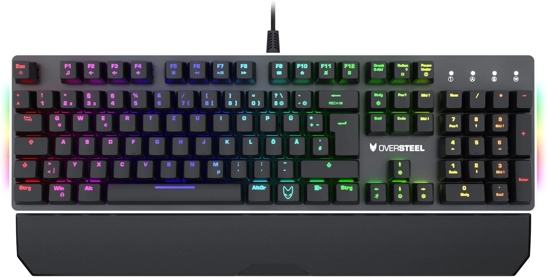 Oversteel TITANIUM Mechanical Gaming Keyboard, RGB, Red Switch, German Layout