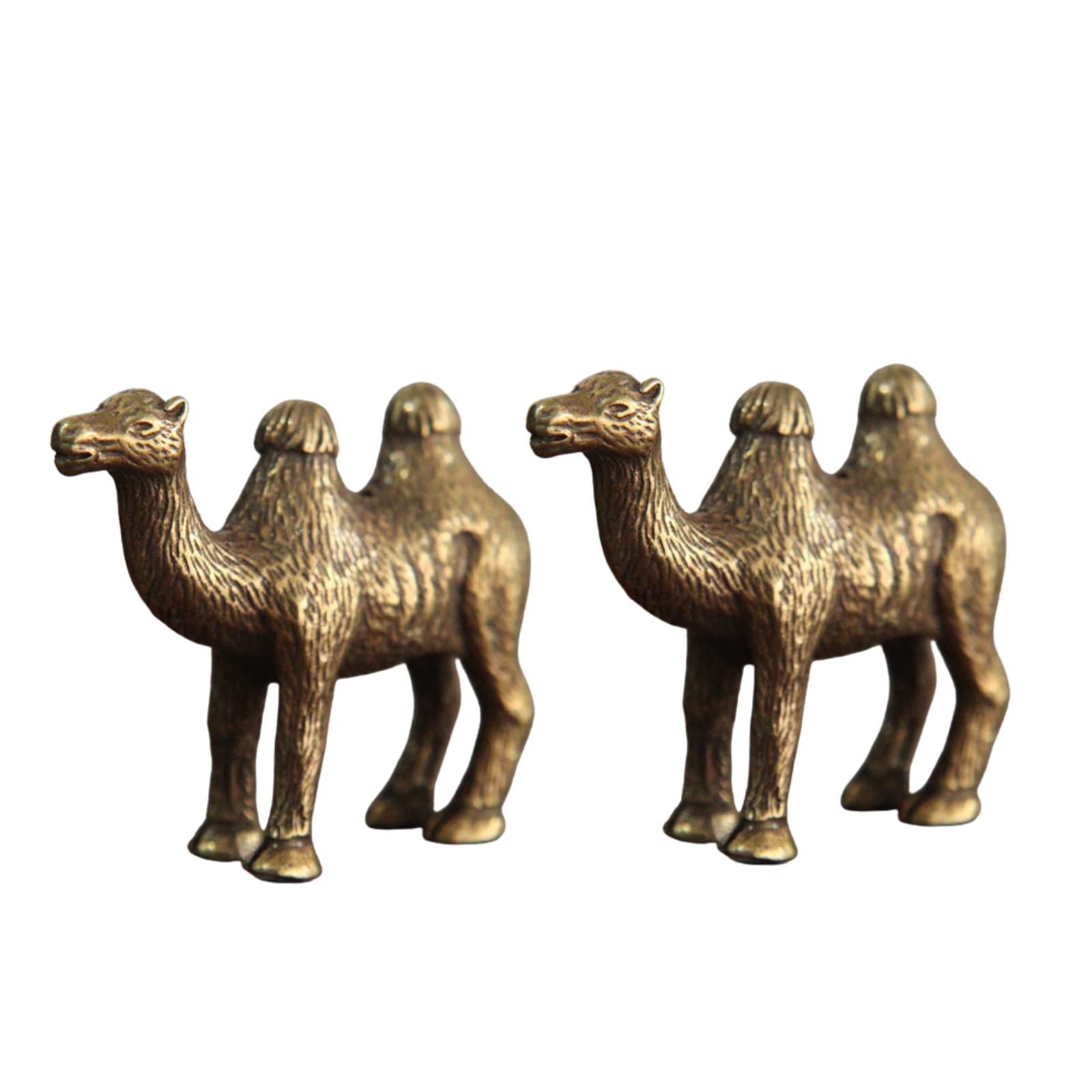 Figurine Small Brass Statue Golden Brass Craft Miniatures Sculpture Antique A Pair of Brass Camel Statues, Animal Sculptures and Statues, Feng Shui Statue, Good Luck Sculpture, Housewarming Gift