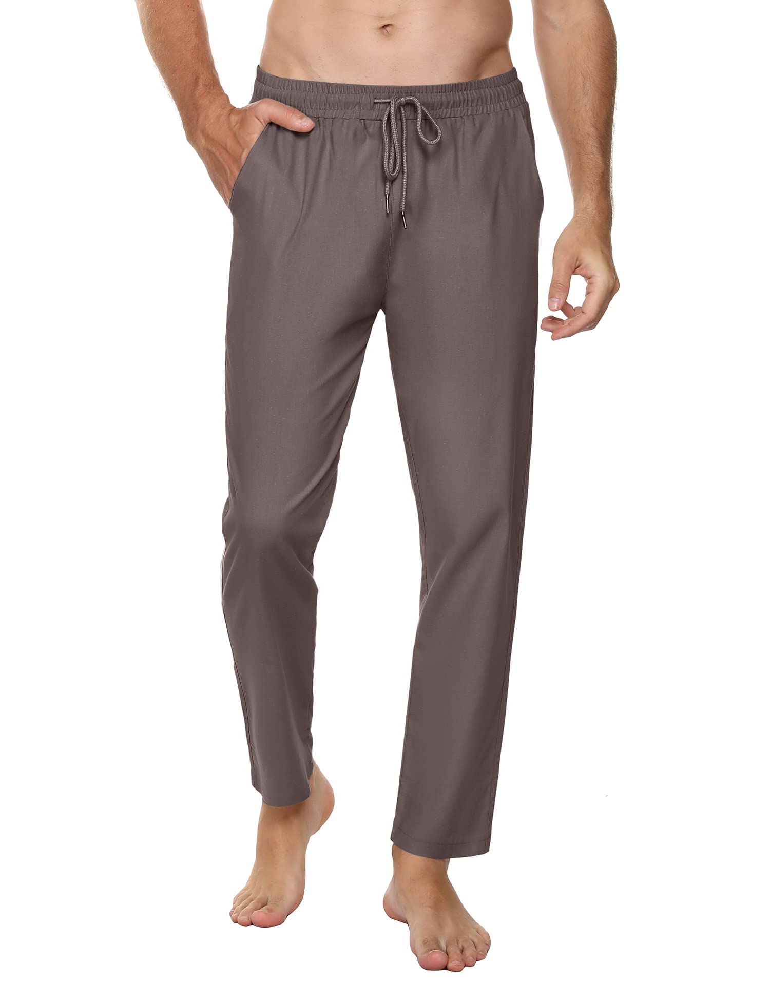 Sykooria Pantalones Hombre Casuales Lino y Algodón Pantalon Chandal Hombre Largo con Ajustable Cordón Pantalones Deportivos Hombres Cintura Elástica con Bolsillos — view 10