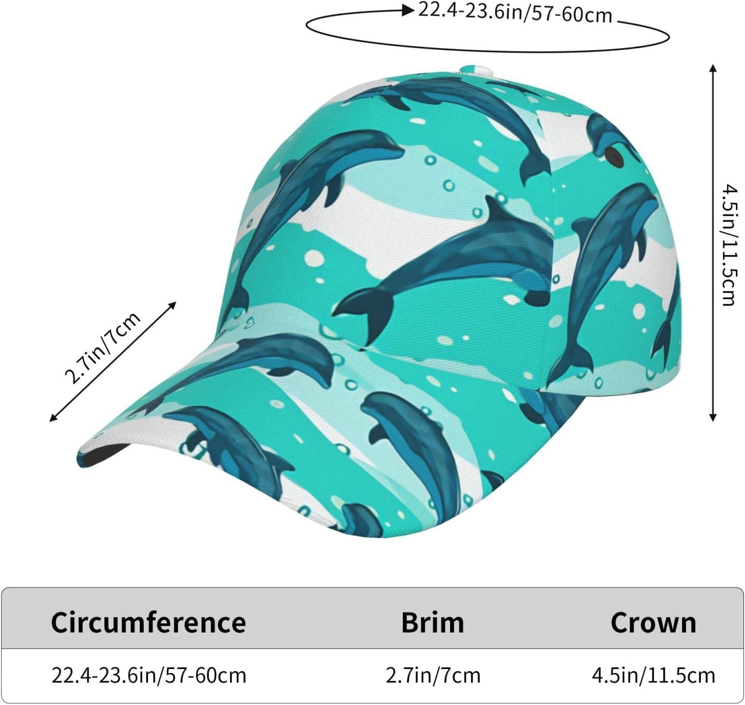 Dolphin Watercolor Flat Hats Cute Adjustable Hats Outdoors Trucker Baseball Caps & Hats